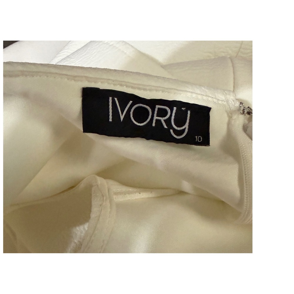 Ivory Womens 10 Off Shoulder Midi Dress White Ruffle Hem Cocktail Wedding Guest - Picture 4 of 12